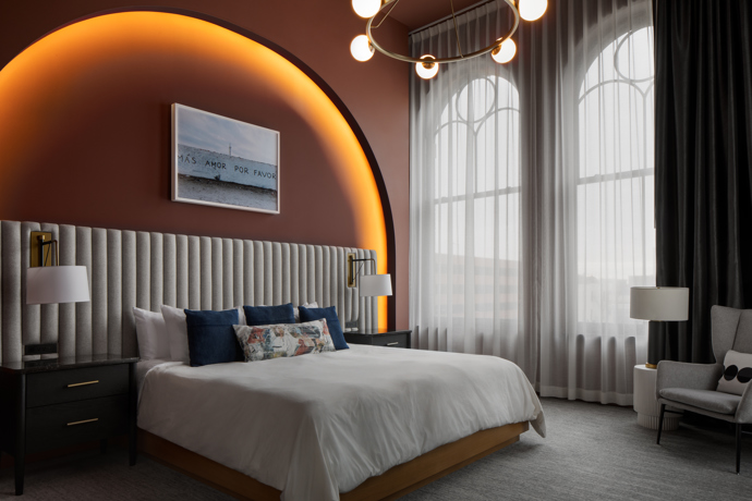 luxury hotel beroom with king size bed